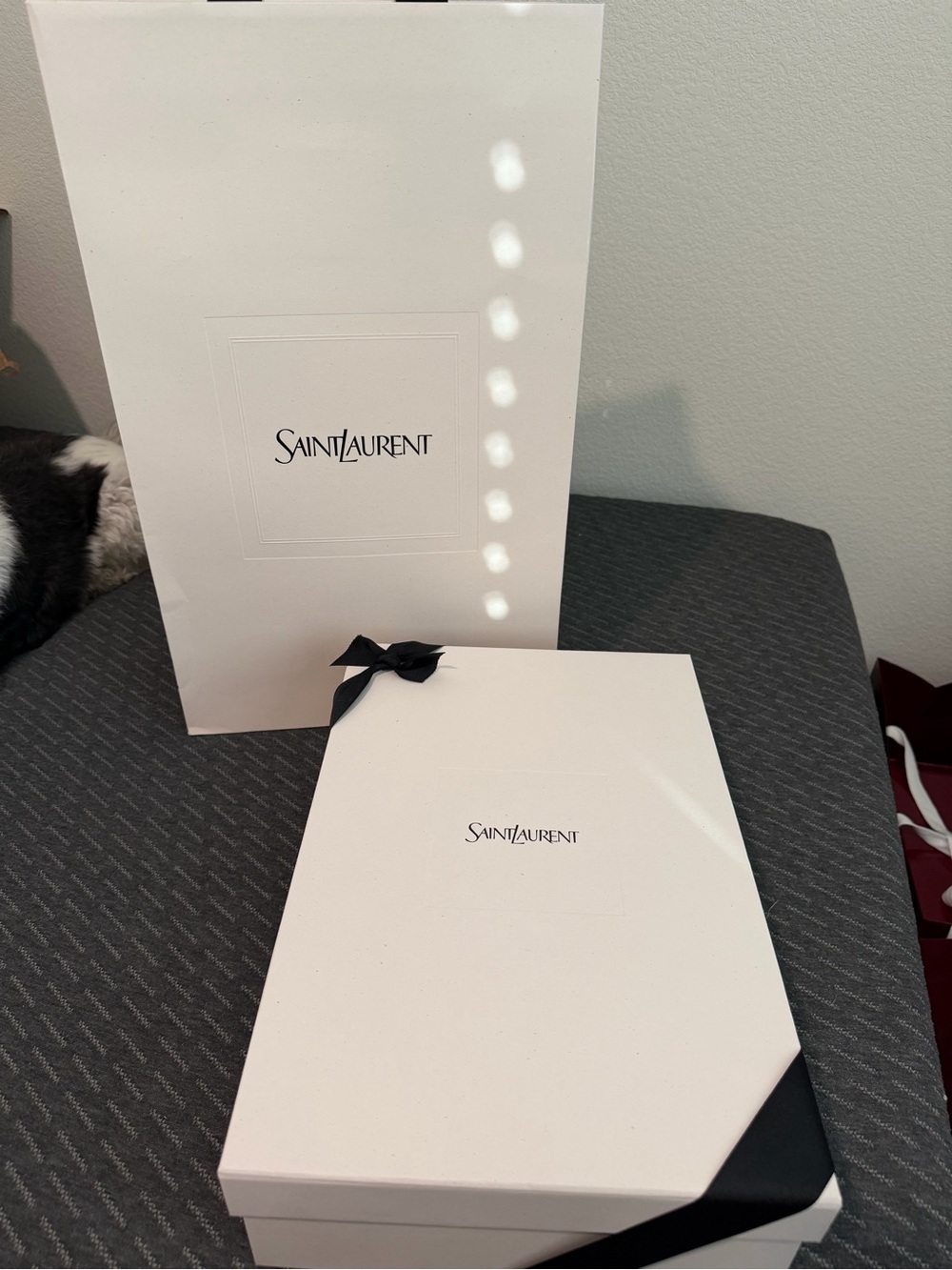Saint Laurent White Gift Box with Black Ribbon